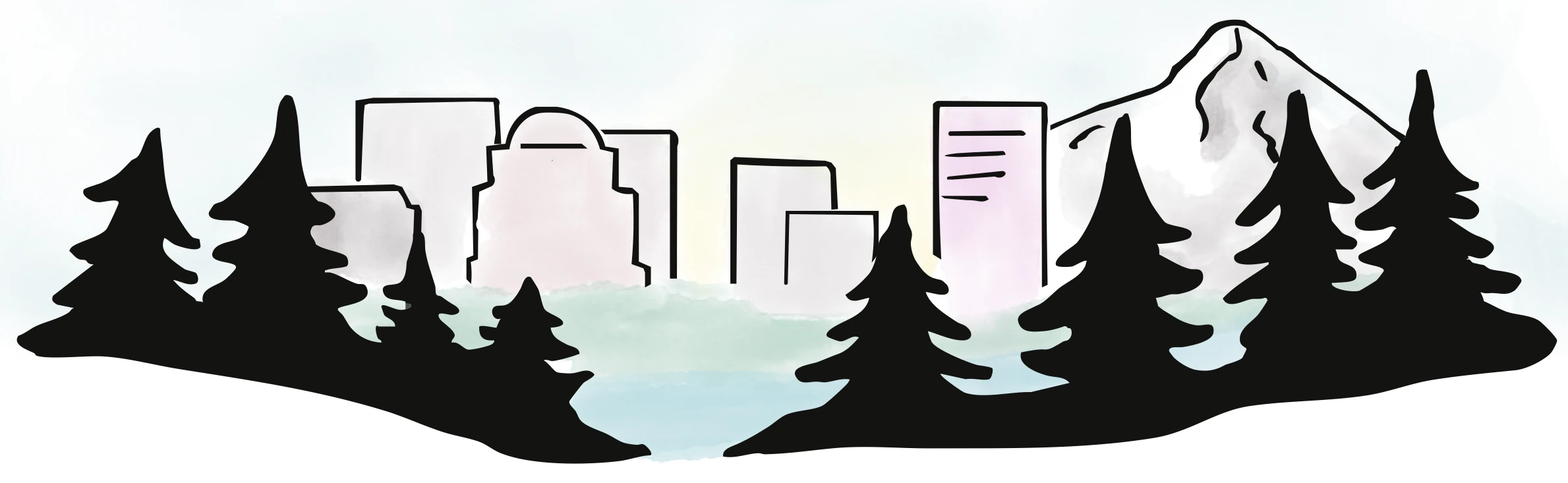 Portland skyline, Mt Hood, and Pacific Northwest forest — Portland DayTime Singers